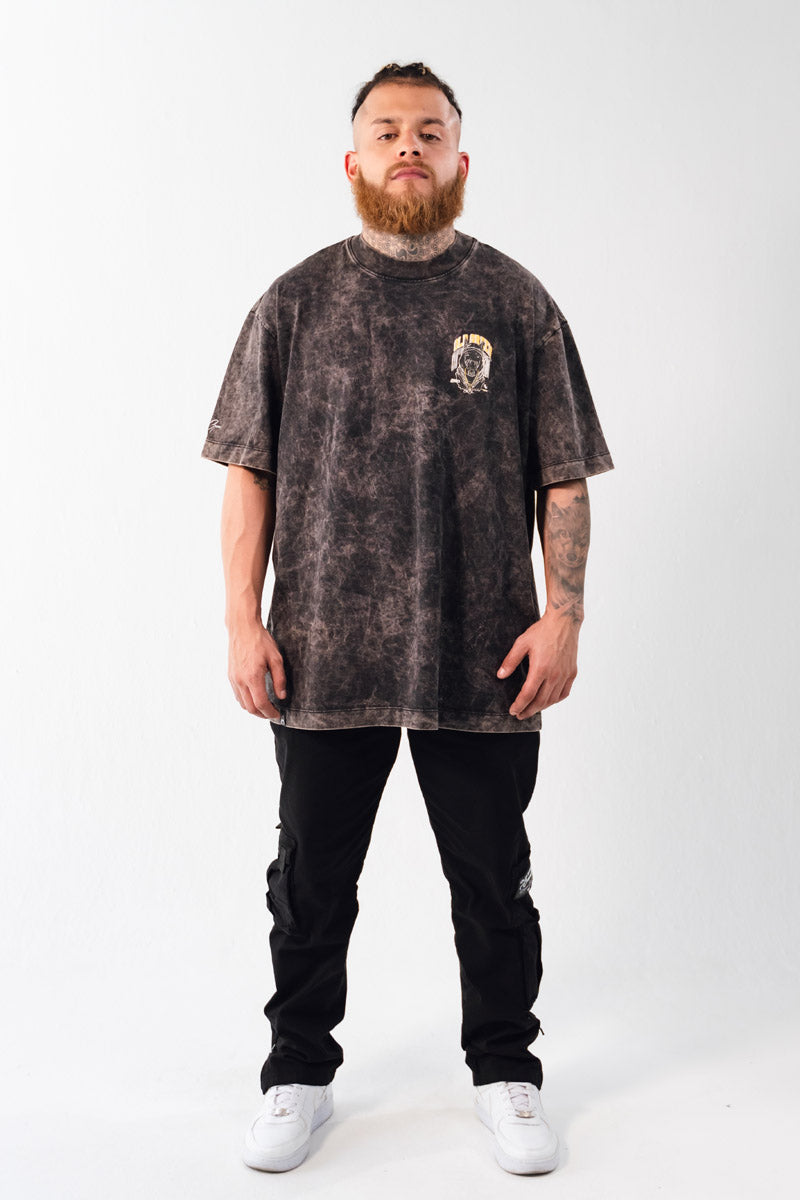 Camiseta Semi Oversize Dog Negro Teñido
