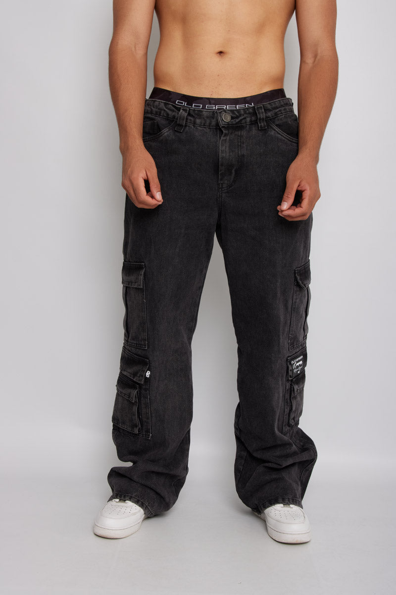 Pantalón Baggy- Negro Acid Wash