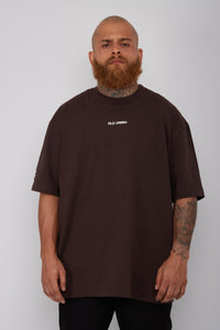 Camiseta Basic Semi Oversized-Cafe