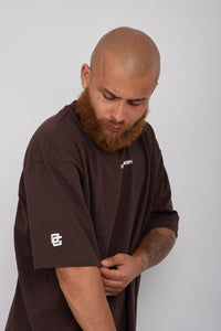 Camiseta Basic Semi Oversized-Cafe