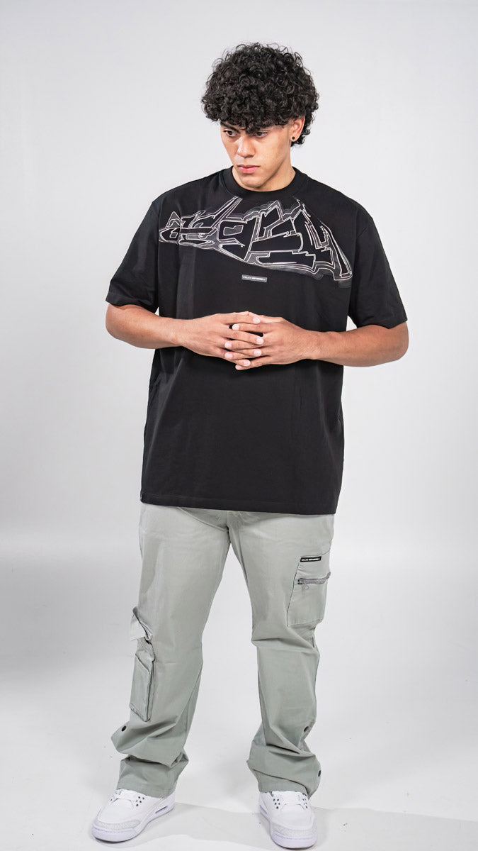 Camiseta Semi Oversize Graffiti Negro
