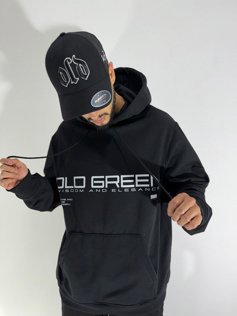 HOODIE OLD GREEN FRONT NEGRO