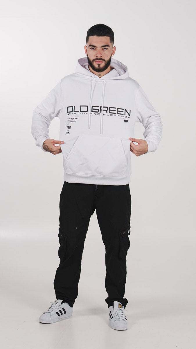 HOODIE OLD GREEN FRONT BLANCO