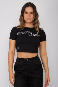 Crop Top RIB-Negro