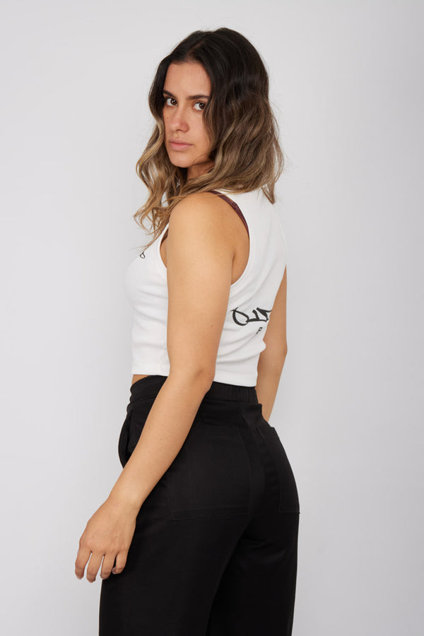 Crop Top Tipo esqueleto RIB-Blanco